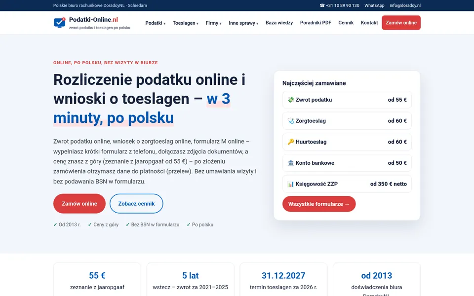 Zrzut ekranu strony podatki-online.nl